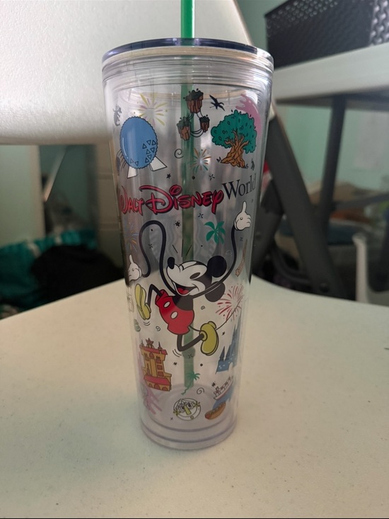 Starbucks Other - Starbucks Clear Disney World Mickey Mouse Tumbler with Green Straw